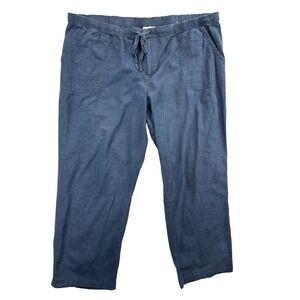 Liz Claiborne‎ Pants Womens XXL Blue Cotton Linen Blend